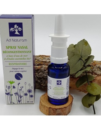 Spray nasal décongestionnant à l'eau de mer et huiles essentielles bio - 20ml - Ad Naturam