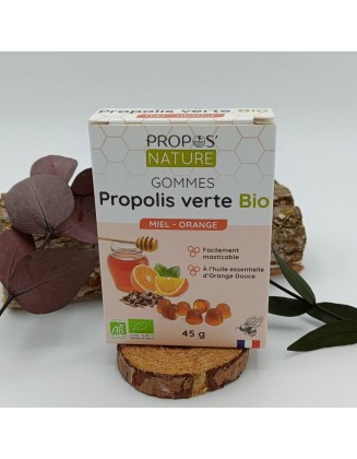 Gommes Propolis verte bio , Miel & Orange - Propos'Nature -
