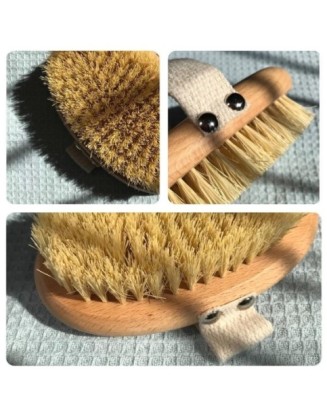 Brosse de massage ovale - bois et fibres de Cactus -Brossage à sec - 