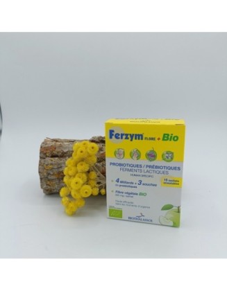 Ferzym - Flore + - Probiotiques/Prébiotiques - Ferments lactiques - 15 sachets orosolubles - Biothalassol