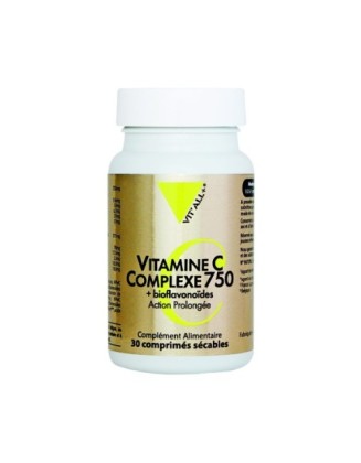 Vitamine C 750 mg Action prolongée + bioflavonoïdes - 30 comprimés sécables - VitAll+